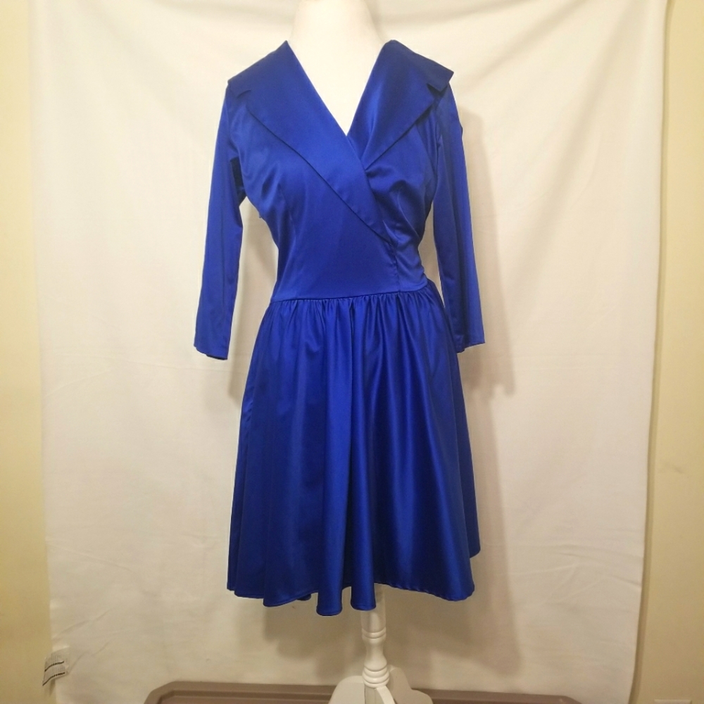 Pinup Couture royal blue satin size XL dress